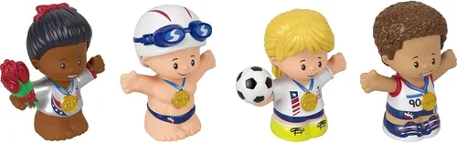 Vista 2 de Little People Collector Team USA Classic Sports - Juego de edición especial para adultos y fanáticos, 4 figuras de atleta en paquete de exhibición
