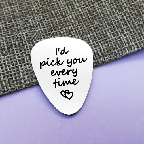 Vista 3 de I d pick you every time Guitar Pick - Regalo musical para él/ella, aniversario, Navidad, boda, San Valentín, regalo para hombres y mujeres, joyería
