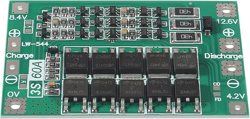Vista 6 de 2PCS 3S 60A 12.6V 18650 Cargador PCB BMS Placa de protección de batería de litio de iones de litio Módulo de carga de equilibrio para motor