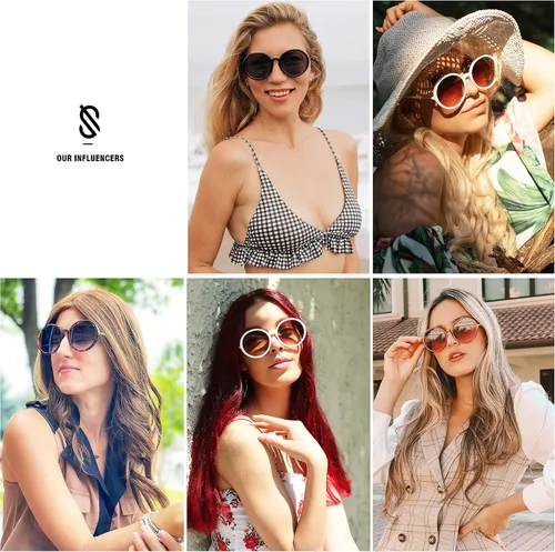 Vista 5 de SOJOS Gafas de sol redondas vintage para mujer estilo clásico retro SJ2121