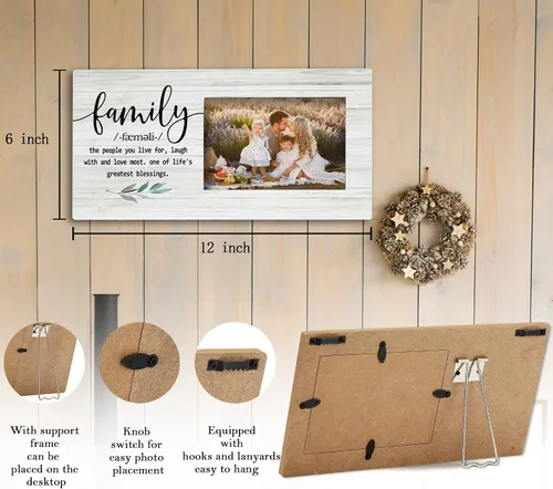 Vista 6 de SRADMO Marco de fotos familiar de 12 x 6 pulgadas para mujeres y hombres, perfecto para reuniones familiares, regalos de inauguración de la casa