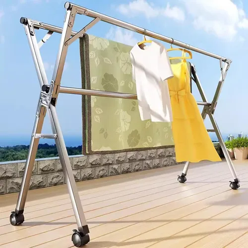 Vista 4 de Foldable Clothes Drying Rack, Stainless Steel Laundry Drying Stand for Indoor Outdoor Use, Space-Saving Adjustable Garment Rack for Clothes, Towels