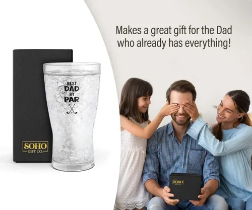 Vista 8 de GALVANOX Par - Taza de golf congelable de regalo para papá, mejor papá, taza enfriadora de gel de hielo congelable para cerveza/bebidas frías