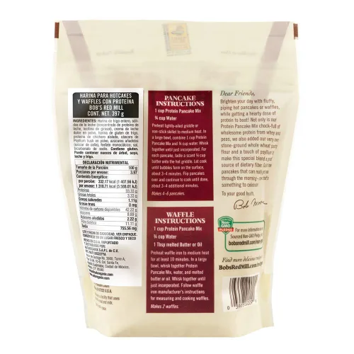 Vista 3 de Bob's Red Mill Mill Protein - Mezcla para panqueques y waffles, 14 onzas (paquete de 1)