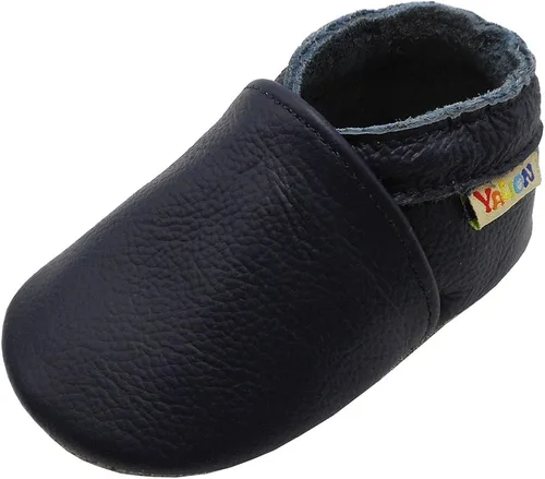 Vista 12 de YALION - Mocasines de cuero suave para bebés, niños y niñas, para gatear y dar sus primeros pasos