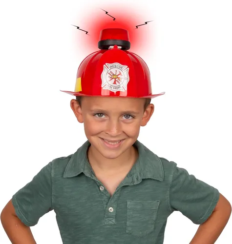 Vista 2 de Funny Party Hats - Sombreros de disfraz para niños: Sombrero de policías y bomberos para juegos de rol con luces, talla única