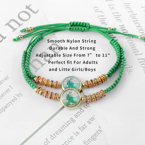 Vista 4 de BONITTER 612 PCS Virgen MaríaSan BenitoSan Judas pulsera rosario hecho a mano nudo rojo cuerdas pulseras de la suerte pulsera hombres o mujeres como