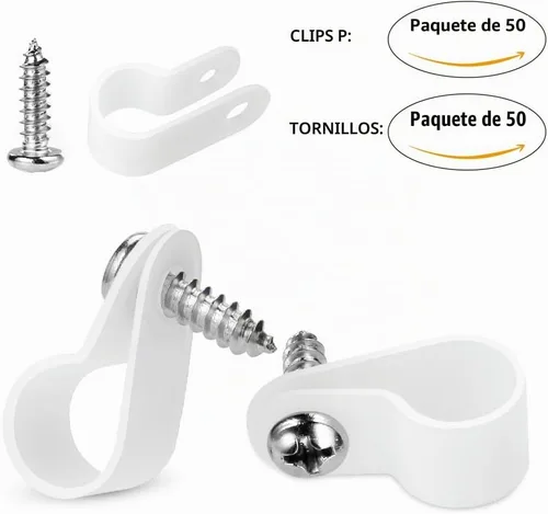 Vista 6 de LOKMAN Paquete de 50 clips de montaje estilo P de 1/4 pulgadas con tornillos Phillips de cabeza plana de acero inoxidable compatibles