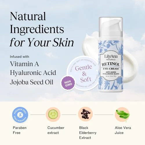 Vista 4 de LilyAna Naturals Crema de ojos - Crema de ojos para ojeras e hinchazón, crema para debajo de los ojos, crema antienvejecimiento para ojos que reduce