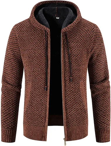 Vista 6 de Chaqueta de punto para hombre, manga larga, ajuste regular, con capucha, casual, holgada, con cordón #01 Verde Ejército