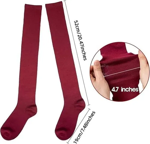 Vista 3 de Calcetines altos hasta el muslo para mujer, calcetines casuales por encima de la rodilla, calcetines altos para aniversarios, vacaciones