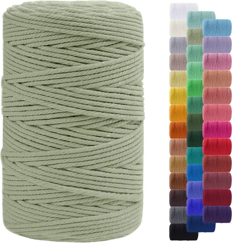 Vista 76 de Cordón de macramé de 0.079 pulgadas, cuerda de algodón natural de 109 yardas, hilo de cuerda de macramé para manualidades, ganchos de pared
