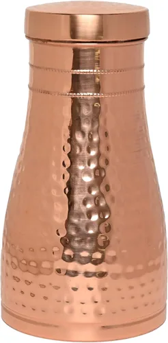 Vista 11 de Jarra de noche de cobre puro para beneficios de salud ayurveda, capacidad - 1 litro (33.81 onzas líquidas de EE. UU.) (patrón floral)