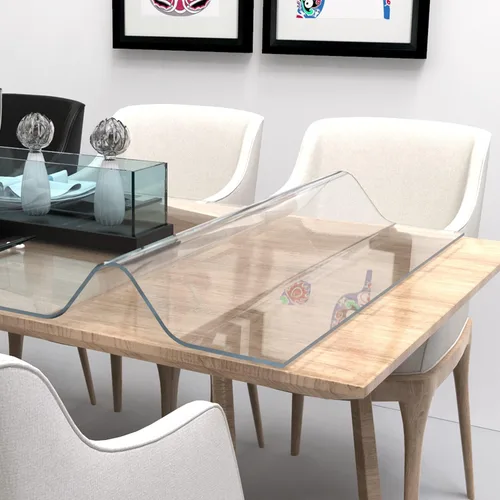 Vista 14 de ETECHMART Protector de mesa de plástico transparente rectangular de 12 x 24 pulgadas, protector de mesa grueso impermeable transparente para mesa