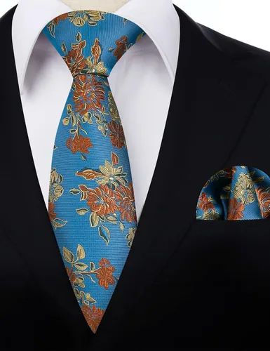 Vista 213 de Alizeal Mens 3.15inches Leaf Flower Pattern Tie with Floral Pocket Square Set