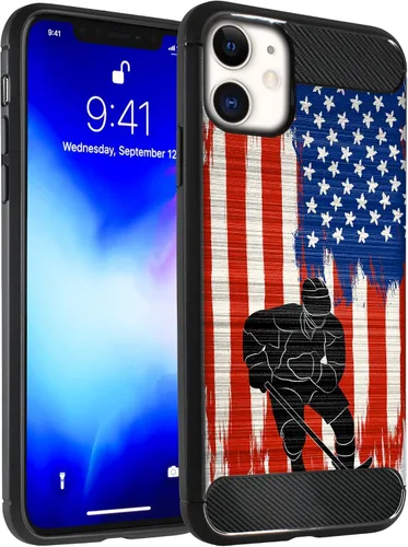 Vista 8 de CasesOnDeck - Funda compatible con Apple iPhone 11 / iPhone XI (2019) de 6.1 pulgadas, funda delgada de fibra de carbono TPU para acentuar arañazos