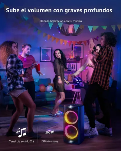 Vista 5 de [Usado] Altavoz de fiesta Bluetooth Philips X5206, portátil con ruedas, emocionante show de luces, máquina de karaoke con micrófono y entrada