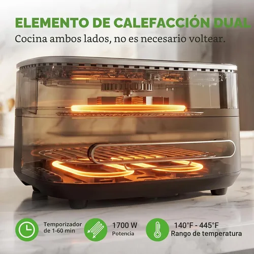 Vista 2 de NutriChef Freidora de aire extra grande de 6 cuartos con preajustes de cocción 11 en 1 Cesta extragrande para pizza de hasta 12 pulgadas