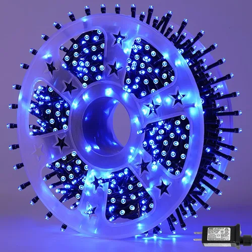 Vista 21 de QITONG Guirnalda de 500 luces LED de Navidad de 165 pies para exteriores, impermeable, luces multicolor con 8 modos, cable verde, luces parpadeantes