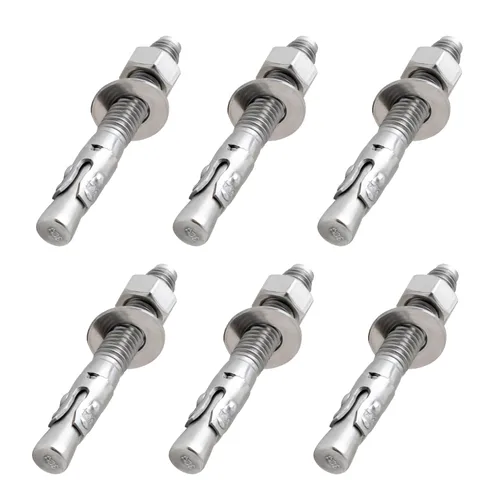 Vista 16 de LIONMAX Pernos de anclaje de acero inoxidable para concreto 1/2" x 3-3/4 pulgadas, paquete de 6 anclajes de cuña para pared de cemento, resistente a