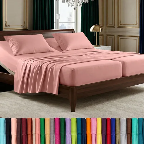 Vista 93 de Elegant Comfort Lujoso juego de sábanas de microfibra de alta calidad 1500 hoteleras bordadas de tres líneas más suaves de 4 piezas, resistente a