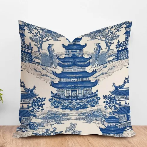 Vista 22 de ArogGeld Fundas de almohada de antílope blanco y flor azul de granja de acuarela animal azul ciervos blancos de lino blanco funda de almohada