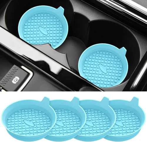 Vista 15 de ME.FAN Posavasos para Portavasos de Coche [Paquete de 4] Alfombrillas de Silicona para Tazas, Accesorios Interiores Universales Antideslizantes