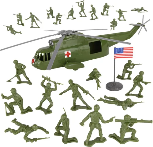 Vista 8 de TimMee Juego de Helicóptero de Soldados de Plástico - Negro 26 piezas Hecho en EE.UU