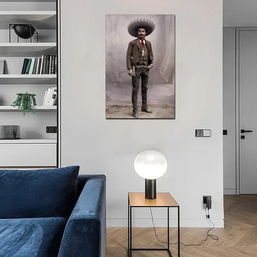 Vista 3 de Zbin Emiliano Zapata - Póster en lienzo con retrato en color para pared, cuadros modernos, decoración de oficina en casa, 08 x 12 pulgadas