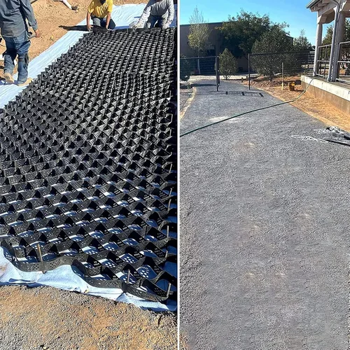 Vista 9 de Estabilizador de rejilla de tierra para aceras de 3 x 3 pies, 2 pulgadas para grava/cemento/arena, pavimentadora de rejilla geográfica cortable