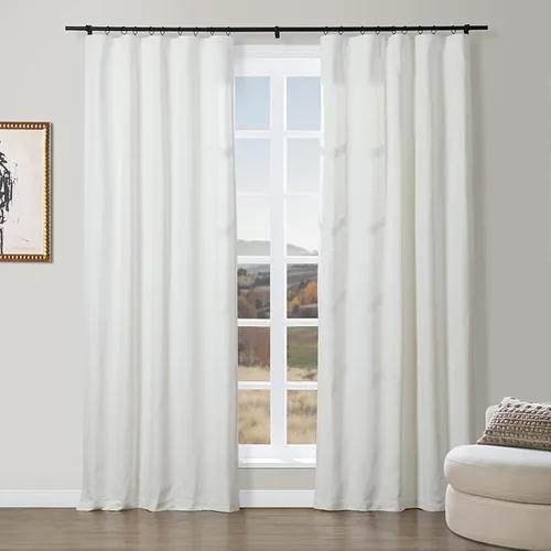Vista 16 de ChadMade Simon Collection - Cortina de mezcla de algodón con forro de algodón de privacidad, 1 panel de 50 pulgadas de ancho x 84 pulgadas de largo