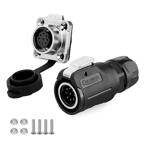 Vista 9 de CNLINKO Conector de enchufe macho y hembra de 2 pines industrial impermeable de alimentación, conector circular de cable M16 10A, conector ciego