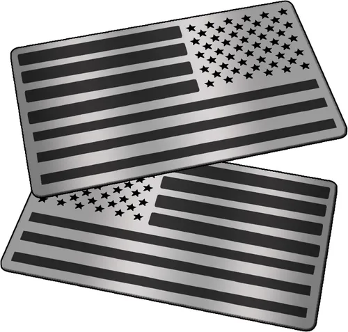 Vista 9 de 2 paquetes de calcomanías de emblema de bandera americana negra en 3D con relieve en metal, adhesivos mate negros compatibles con Jeep, camionetas