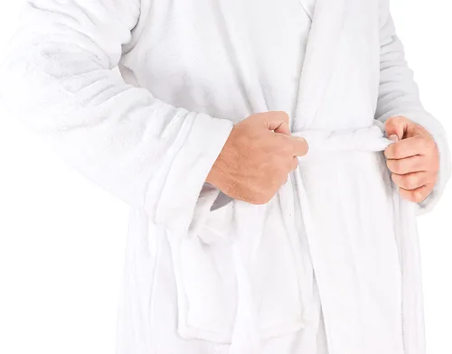 Vista 6 de NY Threads Mens Hooded Fleece Robe - Plush Long Bathrobes
