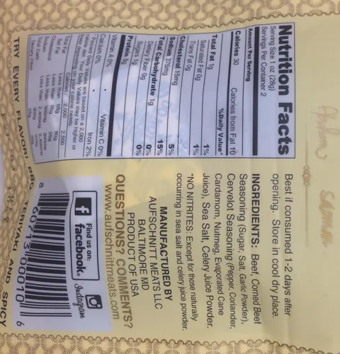 Vista 3 de Aufschnitt Aufschnitt Meats Kosher Beef Jerky, original, 2 onzas [6 bolsas], 6