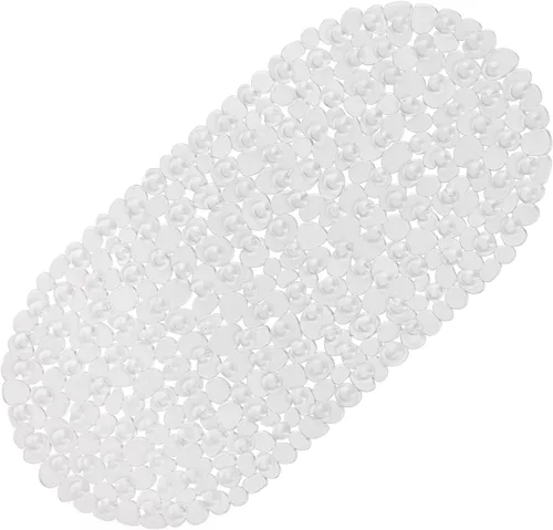 Vista 14 de WELTRXE Tapete ovalado antideslizante con burbujas negras para bañera, tapete de ducha con orificios de drenaje, ventosas, lavable a máquina, BPA