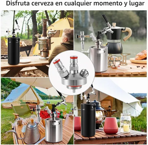 Vista 7 de Mini dispensador de barriles, lanza de barril de cerveza, acero inoxidable, bloqueo de bola doble, de ajuste rápido, mini lanza de barril