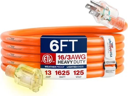 Vista 22 de Cable de extensión de 3 pies para exteriores/interiores, calibre 10/3, ultra resistente, SJTW, resistente al agua, certificación ETL, cable