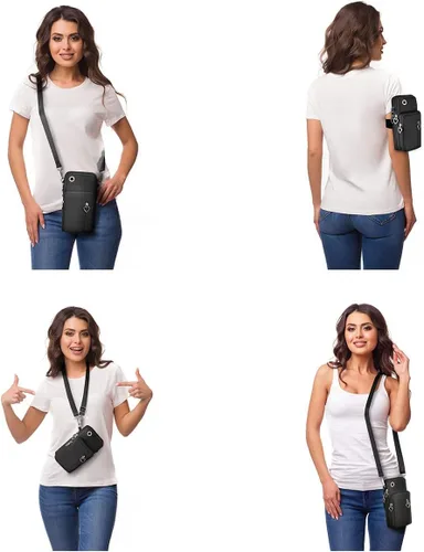 Vista 8 de Cartera cruzada de nailon - Monedero para teléfono de viaje, bolsa de hombro, bolsa de brazo
