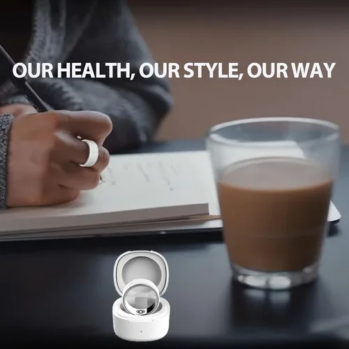 Vista 2 de Smart Ring Sleep Fitness Tracker, registra el sueño, frecuencia cardíaca, temperatura, oxígeno en sangre y podómetro, anillo de salud con estuche