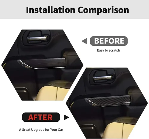 Vista 2 de RT-TCZ Cubierta de panel de manija interior de fibra de carbono, accesorios interiores para Chevrolet Silverado 2019-2022, para GMC Sierra 2019-2022