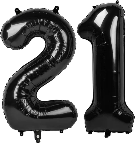 Vista 353 de Globo negro de 40 pulgadas con números del 0 al 9 (cero-nueve), globo de cumpleaños de gran tamaño, globo de helio de aluminio con números grandes