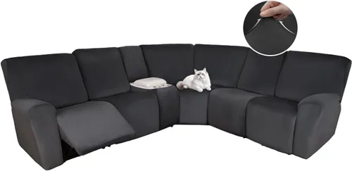 Vista 126 de HDCAXKJ Fundas de sofá seccional reclinable de terciopelo, cubierta de sofá seccional en forma de L, lavable, elástica, suave, para rincón