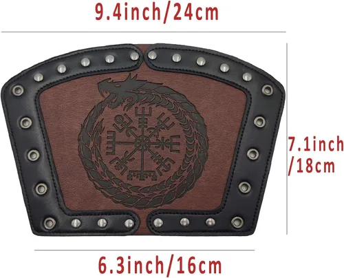 Vista 6 de HiiFeuer Brazo de cuero Jormungandr en relieve, guante de brazo vikingo