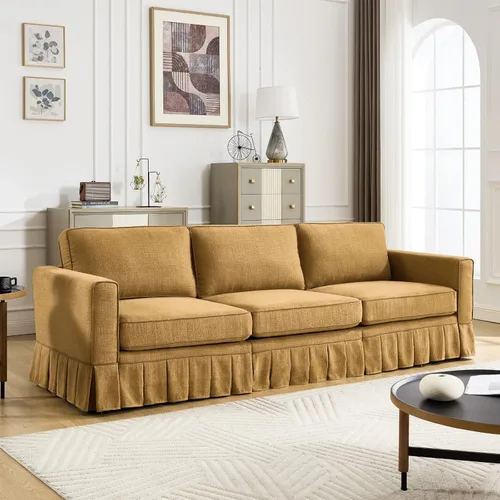 Vista 9 de CIMOTA Sofá de 89 pulgadas, sofá de 3 plazas para sala de estar, cómodo sofá modular con base con falda, asientos profundos, marco resistente, sofás