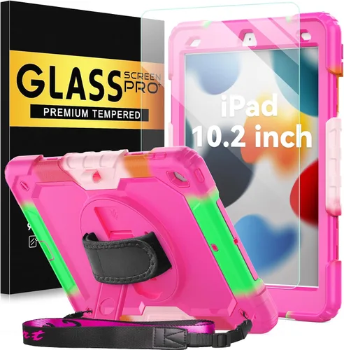 Vista 25 de BLOSOMEET Bonita funda para iPad de 9ª generación 2021 de 10.2 pulgadas con protector de pantalla de vidrio templado y soporte para bolígrafo, funda
