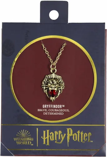 Vista 3 de Harry Potter Gryffindor Lion House - Collar con colgante de piedra preciosa animal, Talla única, Resina, No es una piedra preciosa