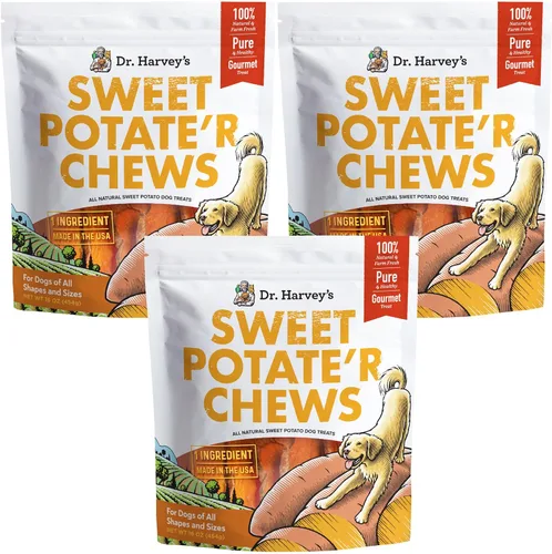 Vista 7 de Dr. Harvey's Masticables de batata para perros, golosinas para perros pequeños, medianos y grandes, aperitivos naturales para entrenamiento, dientes
