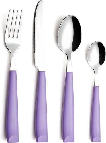 Vista 13 de EXZACT 16 pcs Flatware Set Stainless Steel Wide Handles Serves 4 Black