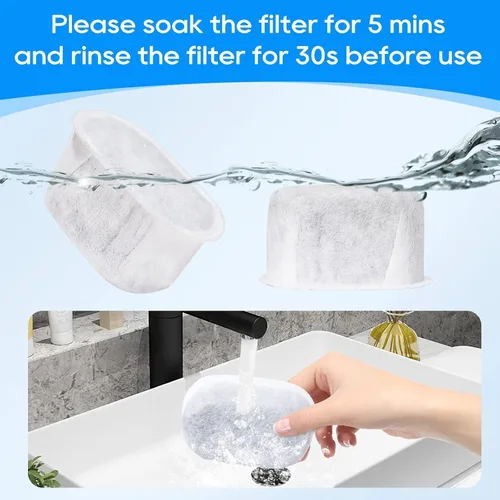 Vista 3 de Paquete de 6 filtros de fuente de agua para gatos W300 y W300 B&W500, filtros para fuente automática de mascotas de 67 oz/2 L y 118 oz/3.5 L